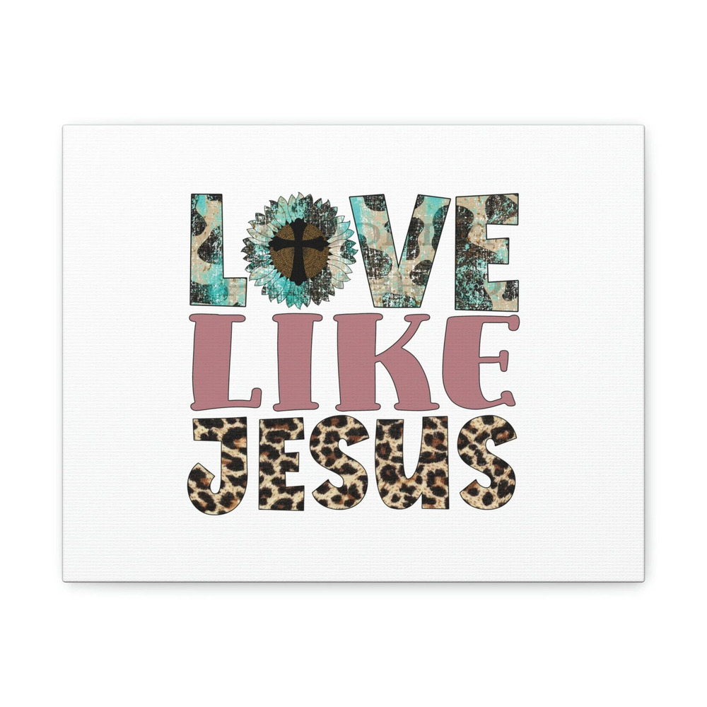 Scripture Walls John 15:12 Love Like Jesus Blue Flower Bible Verse Canvas
